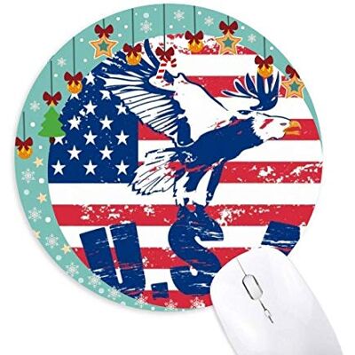 America Flag Haliaeetus leucocephalus Eagle Mouse Pad Jingling Bell Round Rubber Mat America Flag Haliaeetus leucocephalus Eagle Mouse Pad Jingling Bell Round Rubber Mat