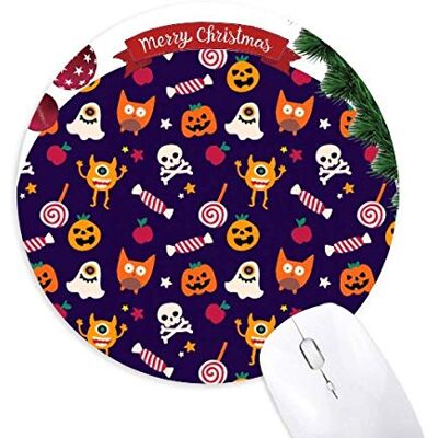 Pumpkin Happy Ghost Fear Halloween Round Rubber Maus Pad Weihnachtsbaum Mat Pumpkin Happy Ghost Fear Halloween Round Rubber Maus Pad Weihnachtsbaum Mat