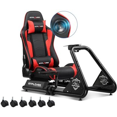 GTPLAYER Simulator Cockpit, SIM Racing Cockpit, rennsimulator lenkradständer mit Lautsprechern, Lenkrad und Pedalablage GTPLAYER Simulator Cockpit, SIM Racing Cockpit, rennsimulator lenkradständer mit Lautsprechern, Lenkrad und Pedalablage