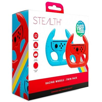 STEALTH Nintendo Switch & Switch OLED Joy-Con Racing Lenkrad Doppelpack Neonblau und Rot STEALTH Nintendo Switch & Switch OLED Joy-Con Racing Lenkrad Doppelpack Neonblau und Rot