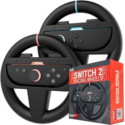Nintendo Orzly Lenkrader Kompatibel mit Switch 2 (2025 Konsole) Doppelpack Racing Wheel Zubehor fur Joy-Con Controller und MarioKart Rennspiele (2 schwarze Wheels) Geschenkbox Edition Nintendo Orzly Lenkrader Kompatibel mit Switch 2 (2025 Konsole) Doppelpack Racing Wheel Zubehor fur Joy-Con Controller und MarioKart Rennspiele (2 schwarze Wheels) Geschenkbox Edition