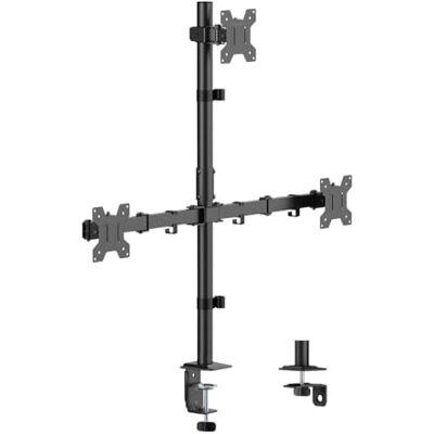Logilink Monitor Tischhalterung für 3X 17–27" Bildschirme, 10 kg pro Arm, Armlänge: je 376 mm, VESA 75x75/100x100, Stahl, Neig-, Schwenk-, Drebar, Schwarz Logilink Monitor Tischhalterung für 3X 17–27" Bildschirme, 10 kg pro Arm, Armlänge: je 376 mm, VESA 75x75/100x100, Stahl, Neig-, Schwenk-, Drebar, Schwarz