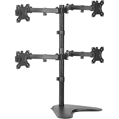 VIVO Quad 13- bis 30-Zoll-Monitor, freistehende Halterung, vollständig Verstellbarer Tischständer, für 4 Flache oder Gebogene Bildschirme, STAND-V004F VIVO Quad 13- bis 30-Zoll-Monitor, freistehende Halterung, vollständig Verstellbarer Tischständer, für 4 Flache oder Gebogene Bildschirme, STAND-V004F