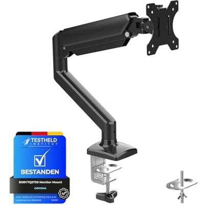 GRIFEMA GB2003-1, Monitor Halterung für 13-32 Zoll, Monitor Arm mit Gasfeder Höhenverstellbar, Einzelner Bildschirm Ständer 360° Drehbar Schwenkbar Neigbar, VESA 75x75/100x100 mm, bis 9 kg, Schwarz GRIFEMA GB2003-1, Monitor Halterung für 13-32 Zoll, Monitor Arm mit Gasfeder Höhenverstellbar, Einzelner Bildschirm Ständer 360° Drehbar Schwenkbar Neigbar, VESA 75x75/100x100 mm, bis 9 kg, Schwarz
