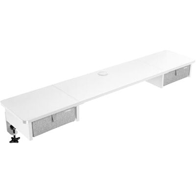 Duronic DD2 WE Schreibtischaufsatz für 2 Monitore, 120 x 25 x 11,5cm Monitorerhöhung mit Tischklemmen, Gaming Home Office Monitorständer, Schreibtisch Erweiterung mit Schubladen, Extra Breit Duronic DD2 WE Schreibtischaufsatz für 2 Monitore, 120 x 25 x 11,5cm Monitorerhöhung mit Tischklemmen, Gaming Home Office Monitorständer, Schreibtisch Erweiterung mit Schubladen, Extra Breit