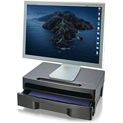 Officemate 22502 Series Executive Monitorständer mit Schublade, Schwarz Officemate 22502 Series Executive Monitorständer mit Schublade, Schwarz