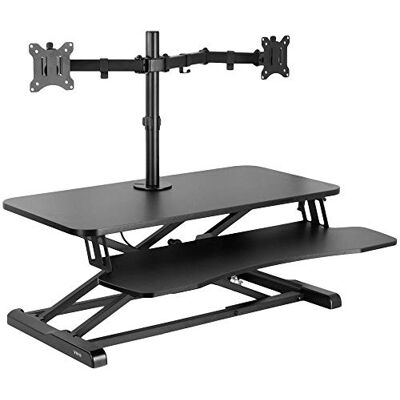 VIVO Höhenverstellbarer 81 cm Stehpult-Konverter mit Dual-Monitorständer, Sitz-Steh-Monitorhalterung und Schreibtischerhöhung, schwarz, DESK-V000K-M2 VIVO Höhenverstellbarer 81 cm Stehpult-Konverter mit Dual-Monitorständer, Sitz-Steh-Monitorhalterung und Schreibtischerhöhung, schwarz, DESK-V000K-M2