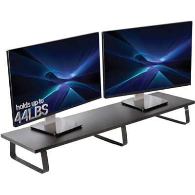 VIVO 39 inch Extra Long Monitor Stand, Wood & Steel Desktop Riser, Dual Screen, TV, Keyboard, Laptop, Ergonomic Desk and Tabletop Organizer, Black, STAND-V000DL… VIVO 39 inch Extra Long Monitor Stand, Wood & Steel Desktop Riser, Dual Screen, TV, Keyboard, Laptop, Ergonomic Desk and Tabletop Organizer, Black, STAND-V000DL…