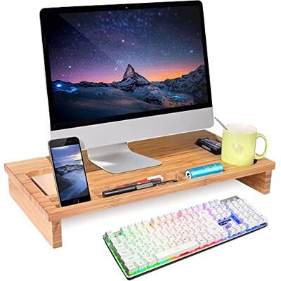 BAKAJI Monitorständer Laptopständer aus Bambus mit Ablage für Schreibtisch 60 x 30 x 8,5 cm BAKAJI Monitorständer Laptopständer aus Bambus mit Ablage für Schreibtisch 60 x 30 x 8,5 cm