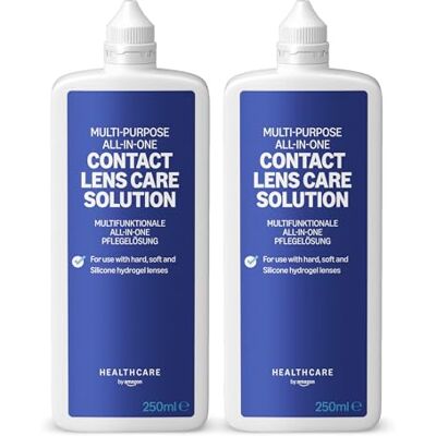Amazon Healthcare All-in-One Kontaktlinsenlösung mit Doppelter Feuchtigkeitspflege – Für harte, weiche & Silikon-Hydrogel Linsen, 2 x 250 ml Amazon Healthcare All-in-One Kontaktlinsenlösung mit Doppelter Feuchtigkeitspflege – Für harte, weiche & Silikon-Hydrogel Linsen, 2 x 250 ml