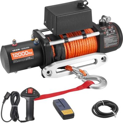 VEVOR Elektrische Seilwinde, 5400 kg, 12 V DC LKW-Winde mit Φ9,1mm x 23m Synthetikseil, kabellose & kabelgebundene Fernbedienung, IP55 zum Abschleppen von Geländewagen, Jeeps, Anhängern & Booten VEVOR Elektrische Seilwinde, 5400 kg, 12 V DC LKW-Winde mit Φ9,1mm x 23m Synthetikseil, kabellose & kabelgebundene Fernbedienung, IP55 zum Abschleppen von Geländewagen, Jeeps, Anhängern & Booten