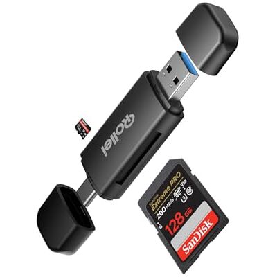 Rollei 2 in 1 Kartenlesegerät SD Kartenleser & microSD Card Reader Kartenlesegerät mit USB 3.0 & USB C Dual Stecker OTG Karten Leser für iPhone 17/16/15 Serie Android Mac PC Rollei 2 in 1 Kartenlesegerät SD Kartenleser & microSD Card Reader Kartenlesegerät mit USB 3.0 & USB C Dual Stecker OTG Karten Leser für iPhone 17/16/15 Serie Android Mac PC