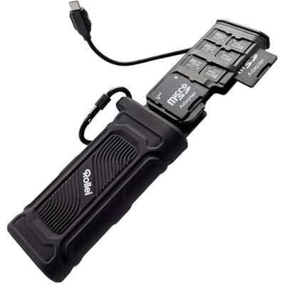 Rollei 2 in 1 Travel Kartenlesegerät & Etui microSD & SD Kartenleser mit USB C 3.2 OTG Card Reader für iPhone 17/16/15 Serie Android Mac PC Laptop, SD-Kartenleser-Card-Reader-Kartenlesegerät Rollei 2 in 1 Travel Kartenlesegerät & Etui microSD & SD Kartenleser mit USB C 3.2 OTG Card Reader für iPhone 17/16/15 Serie Android Mac PC Laptop, SD-Kartenleser-Card-Reader-Kartenlesegerät