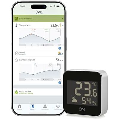 Eve Weather (Matter) – Smarte Wetterstation, Temperatur, Luftfeuchtigkeit, Wettertrend, IPX4-Wasserbeständigkeit, kabellos, Google/Alexa/Siri-Sprachzugriff, Thread Border Router erforderlich, Schwarz Eve Weather (Matter) – Smarte Wetterstation, Temperatur, Luftfeuchtigkeit, Wettertrend, IPX4-Wasserbeständigkeit, kabellos, Google/Alexa/Siri-Sprachzugriff, Thread Border Router erforderlich, Schwarz