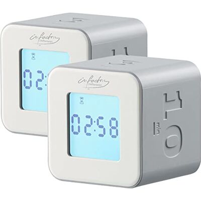 infactory Würfeltimer: 2er-Set digitale Timer-Würfel mit 4 Zeiten, 6 x 6 x 5,5 cm (Teetimer, Timer-Alarmzähler, LED) infactory Würfeltimer: 2er-Set digitale Timer-Würfel mit 4 Zeiten, 6 x 6 x 5,5 cm (Teetimer, Timer-Alarmzähler, LED)