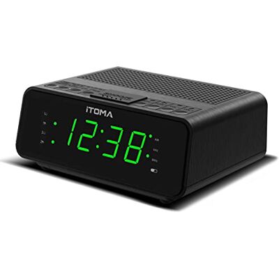 iTOMA Wecker mit AM/FM-Radio, 4-Stufen-Dimmer, Schlummerfunktion, Dual-Wecker, Einschlaf-Timer und leicht ablesbarem 0,9"-LED-Display in Jadegrün 2100 iTOMA Wecker mit AM/FM-Radio, 4-Stufen-Dimmer, Schlummerfunktion, Dual-Wecker, Einschlaf-Timer und leicht ablesbarem 0,9"-LED-Display in Jadegrün 2100
