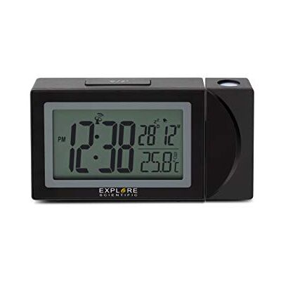 Explore Scientific RDP1002 Funkuhr mit Projektionszeit, Alarm mit Schlummerfunktion, USB-Anschluss zum Aufladen des Telefons, Hintergrundbeleuchtung, Schwarz Explore Scientific RDP1002 Funkuhr mit Projektionszeit, Alarm mit Schlummerfunktion, USB-Anschluss zum Aufladen des Telefons, Hintergrundbeleuchtung, Schwarz