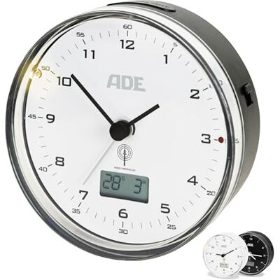 Ade Funk wecker analog ohne Ticken Uhr mit Temperaturanzeige und Kalender lautloser analoger Wecker mit Licht Funkwecker mit Batterie kleine Uhr zum Hinstellen schwarz Ade Funk wecker analog ohne Ticken Uhr mit Temperaturanzeige und Kalender lautloser analoger Wecker mit Licht Funkwecker mit Batterie kleine Uhr zum Hinstellen schwarz