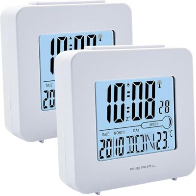 Pearl Wecker mit Thermometer: 2er-Set Funk-Wecker mit Snooze-Funktion, Datum, Wochentag, Temperatur (Funkuhr mit Weckfunktionen, Digital-Funk) Pearl Wecker mit Thermometer: 2er-Set Funk-Wecker mit Snooze-Funktion, Datum, Wochentag, Temperatur (Funkuhr mit Weckfunktionen, Digital-Funk)