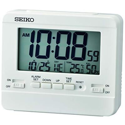 Seiko Everything Digitaler Wecker, 10,2 cm, Weiß Seiko Everything Digitaler Wecker, 10,2 cm, Weiß