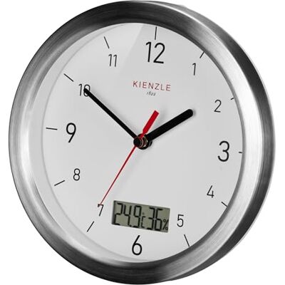 Kienzle DCF Badezimmeruhr wasserdicht mit Thermo Hygrometer 17 cm Temperatur und Luftfeuchtigkeit, automatische DCF Zeit, Saugnäpfe, Aufhängeöse, Standfuß, batteriebetrieben Kienzle DCF Badezimmeruhr wasserdicht mit Thermo Hygrometer 17 cm Temperatur und Luftfeuchtigkeit, automatische DCF Zeit, Saugnäpfe, Aufhängeöse, Standfuß, batteriebetrieben