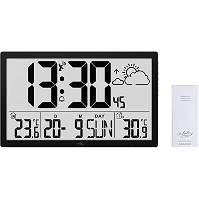 infactory XXL Wanduhr Digital: Funk-Wanduhr mit Jumbo-LCD-Display, Wetterstation und Außensensor (Funk Digital groß, große mit Wetterstation, Alarm) infactory XXL Wanduhr Digital: Funk-Wanduhr mit Jumbo-LCD-Display, Wetterstation und Außensensor (Funk Digital groß, große mit Wetterstation, Alarm)