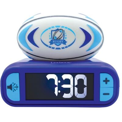 Lexibook , Rugby Nachtlicht-Wecker, RL800RGLXB Klänge und Melodien, LCD-Display mit Hintergrundbeleuchtung, Leuchtend, Schlummerfunktion, Blau/Weiß Lexibook , Rugby Nachtlicht-Wecker, RL800RGLXB Klänge und Melodien, LCD-Display mit Hintergrundbeleuchtung, Leuchtend, Schlummerfunktion, Blau/Weiß