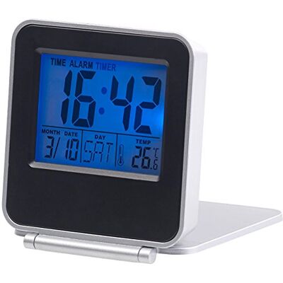 Pearl Reisewecker klappbar: Kompakter Digital-Reisewecker mit Thermometer, Kalender und Timer (klappbar klein, Digital, Klapp) Pearl Reisewecker klappbar: Kompakter Digital-Reisewecker mit Thermometer, Kalender und Timer (klappbar klein, Digital, Klapp)
