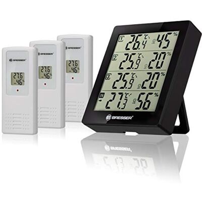 Bresser Wetterstation Funk mit Außensensor Temeo Hygro Quadro inklusive 3 Außensensoren um bei 4 Umgebungen gleichzeitig Temperatur und Luftfeuchtigkeit zu messen und zu kontrollieren Bresser Wetterstation Funk mit Außensensor Temeo Hygro Quadro inklusive 3 Außensensoren um bei 4 Umgebungen gleichzeitig Temperatur und Luftfeuchtigkeit zu messen und zu kontrollieren