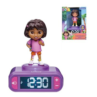 Lexibook , Dora, Nachtlicht-Wecker, RL800DOR Klänge und Melodien, LCD-Display mit Hintergrundbeleuchtung, Leuchtend, Schlummerfunktion, Lila Lexibook , Dora, Nachtlicht-Wecker, RL800DOR Klänge und Melodien, LCD-Display mit Hintergrundbeleuchtung, Leuchtend, Schlummerfunktion, Lila