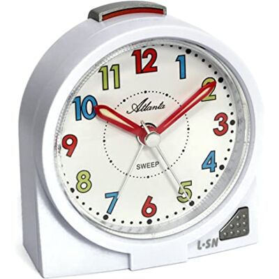 Atlanta Kinderwecker ohne Ticken Analog Jungen Mädchen Weiß 2127/0 Atlanta Kinderwecker ohne Ticken Analog Jungen Mädchen Weiß 2127/0