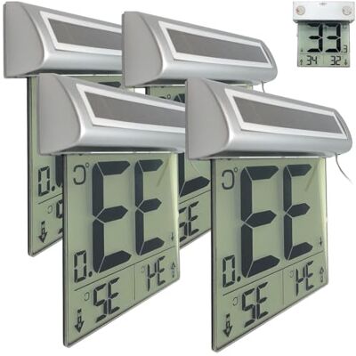 infactory Gartenthermometer: 4er-Set Solar-Fensterthermometer, großes Display, Außentemperatur (Digitales Fensterthermometer, aussen) infactory Gartenthermometer: 4er-Set Solar-Fensterthermometer, großes Display, Außentemperatur (Digitales Fensterthermometer, aussen)