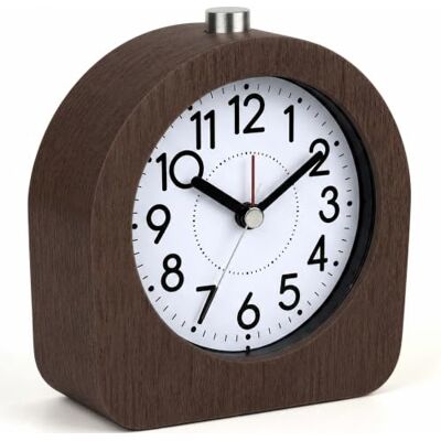 Relaxdays Wecker analog, Holz, Snooze-Funktion, Beleuchtung, Dunkelbraun ohne Ticken, batteriebetrieben, Holzwecker Relaxdays Wecker analog, Holz, Snooze-Funktion, Beleuchtung, Dunkelbraun ohne Ticken, batteriebetrieben, Holzwecker