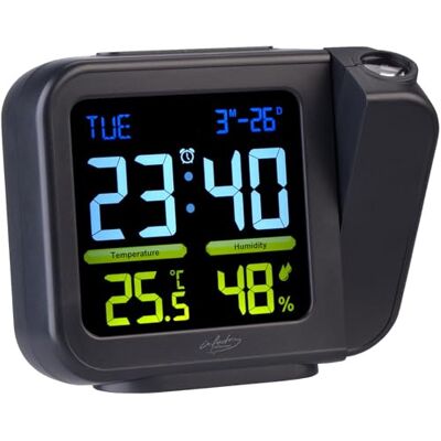 infactory Uhr mit Projektion: Projektions-Wecker mit VA-Farbdisplay, Hygro-/ Thermometer, USB (Digital-Uhr Wecker mit, Digital LED, Dimmer) infactory Uhr mit Projektion: Projektions-Wecker mit VA-Farbdisplay, Hygro-/ Thermometer, USB (Digital-Uhr Wecker mit, Digital LED, Dimmer)