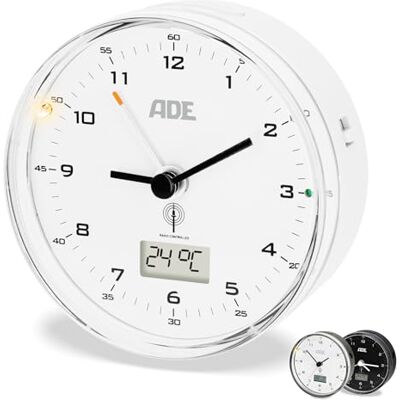 Ade Funk wecker analog ohne Ticken Uhr mit Temperaturanzeige und Kalender lautloser analoger Wecker mit Licht Funkwecker mit Batterie kleine Uhr zum Hinstellen weiß Ade Funk wecker analog ohne Ticken Uhr mit Temperaturanzeige und Kalender lautloser analoger Wecker mit Licht Funkwecker mit Batterie kleine Uhr zum Hinstellen weiß