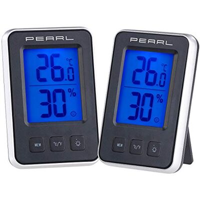 Pearl Thermo und Hygrometer: 2er Pack Digitales Thermometer/Hygrometer mit großem beleuchtetem LCD (Minimum Maximum Thermometer, Kombithermometer, Kfz) Pearl Thermo und Hygrometer: 2er Pack Digitales Thermometer/Hygrometer mit großem beleuchtetem LCD (Minimum Maximum Thermometer, Kombithermometer, Kfz)