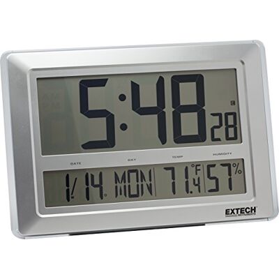 EXTECH CTH10A Funkgesteuerte Hygro-Thermometer-Uhr, Silber EXTECH CTH10A Funkgesteuerte Hygro-Thermometer-Uhr, Silber
