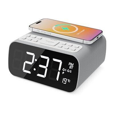 MAJORITY Darwin Wecker mit Ladestation Radiowecker UKW 12W Stereo Radio Wecker Musik Bluetooth Radiowecker Digital Doppelter Alarm Eingebautes Thermometer Radio mit Uhr Dimmbares Display MAJORITY Darwin Wecker mit Ladestation Radiowecker UKW 12W Stereo Radio Wecker Musik Bluetooth Radiowecker Digital Doppelter Alarm Eingebautes Thermometer Radio mit Uhr Dimmbares Display