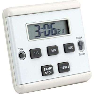 Eurotime SKT338 Digitaltimer Weiß, 2 Timer, LCD, Uhr, Count-up/Countdown bis 23 Std. Eurotime SKT338 Digitaltimer Weiß, 2 Timer, LCD, Uhr, Count-up/Countdown bis 23 Std.
