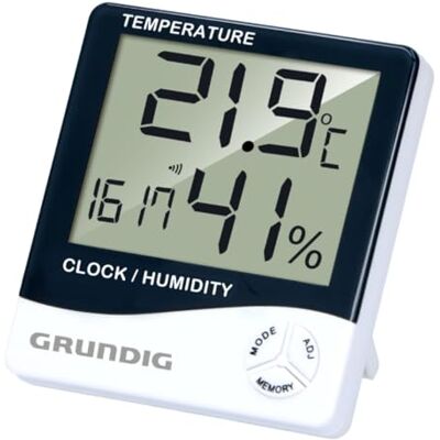Grundig Wetterstation Digital Thermometer und Hygrometer Innen und Außen Wetterstation Funk mit Alarm und Uhr LCD Display 9.5 x 10.5 x 2 cm Weiß/Schwarz Grundig Wetterstation Digital Thermometer und Hygrometer Innen und Außen Wetterstation Funk mit Alarm und Uhr LCD Display 9.5 x 10.5 x 2 cm Weiß/Schwarz