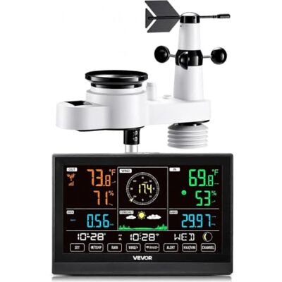 VEVOR 5-in-1-WLAN-Wetterstation, 7,5-Zoll-VA-Display, solarbetriebener Außensensor, Wettercenter zur Wettervorhersage, Windgeschwindigkeit, Windrichtung, Temperatur, Luftfeuchtigkeit, Niederschlag VEVOR 5-in-1-WLAN-Wetterstation, 7,5-Zoll-VA-Display, solarbetriebener Außensensor, Wettercenter zur Wettervorhersage, Windgeschwindigkeit, Windrichtung, Temperatur, Luftfeuchtigkeit, Niederschlag