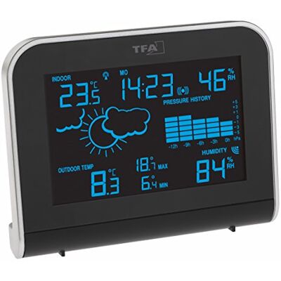 TFA Dostmann SPHERE, 35.1148.01.IT Funk-Wetterstation mit 'Color Sharp' Farbwechsel-Display mit Außensender, Schwarz, L 148 x B 53 x H 117 mm TFA Dostmann SPHERE, 35.1148.01.IT Funk-Wetterstation mit 'Color Sharp' Farbwechsel-Display mit Außensender, Schwarz, L 148 x B 53 x H 117 mm