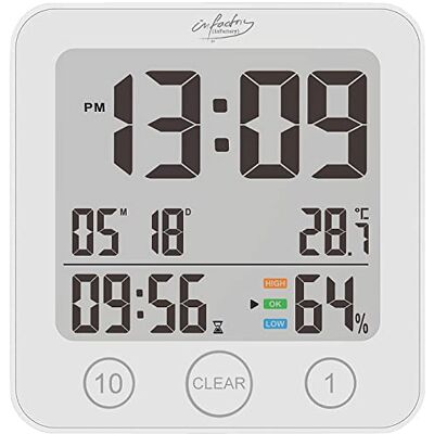 infactory Badezimmeruhr Digital: Digital-Badezimmer-Uhr, Thermo-/Hygrometer, LCD, Saugnapf, Timer, IP54 (Uhr für Badezimmer zum Hinstellen, Badezimmeruhr mit Saugnapf, WC) infactory Badezimmeruhr Digital: Digital-Badezimmer-Uhr, Thermo-/Hygrometer, LCD, Saugnapf, Timer, IP54 (Uhr für Badezimmer zum Hinstellen, Badezimmeruhr mit Saugnapf, WC)