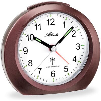 Atlanta Funkwecker ohne Ticken mit Licht Snooze Leuchtzeiger Analog 1856/3 (Braun) Atlanta Funkwecker ohne Ticken mit Licht Snooze Leuchtzeiger Analog 1856/3 (Braun)