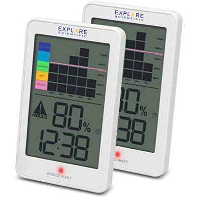 Explore Scientific Thermo-Hygrometer mit Schimmel- und Temperaturalarm 2er Set Explore Scientific Thermo-Hygrometer mit Schimmel- und Temperaturalarm 2er Set