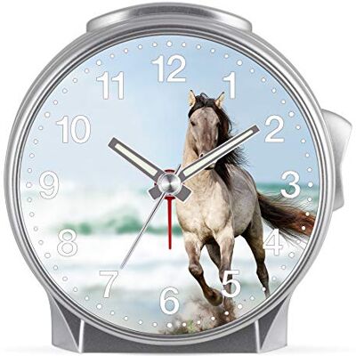 Eurotime Kinder Wecker für Mädchen mit Pferde-Motiv, Kunststoffgehäuse und Kunststoffglas, geräuscharmer Wecker, kein Ticken, mit Licht und Weckwiederholung, 29607-07 Eurotime Kinder Wecker für Mädchen mit Pferde-Motiv, Kunststoffgehäuse und Kunststoffglas, geräuscharmer Wecker, kein Ticken, mit Licht und Weckwiederholung, 29607-07