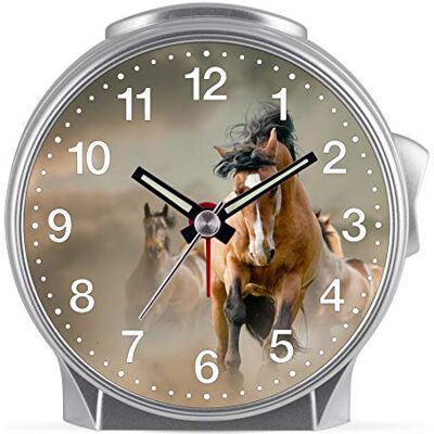 Eurotime Kinder Wecker für Mädchen mit Pferde-Motiv, Kunststoffgehäuse und Kunststoffglas, geräuscharmer Wecker, kein Ticken, mit Licht und Weckwiederholung, 29609-07 Eurotime Kinder Wecker für Mädchen mit Pferde-Motiv, Kunststoffgehäuse und Kunststoffglas, geräuscharmer Wecker, kein Ticken, mit Licht und Weckwiederholung, 29609-07