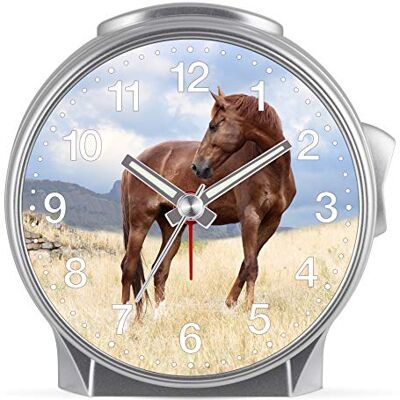 Eurotime Kinder Wecker für Mädchen mit Pferde-Motiv, Kunststoffgehäuse und Kunststoffglas, geräuscharmer Wecker, kein Ticken, mit Licht und Weckwiederholung, 29613-07 Eurotime Kinder Wecker für Mädchen mit Pferde-Motiv, Kunststoffgehäuse und Kunststoffglas, geräuscharmer Wecker, kein Ticken, mit Licht und Weckwiederholung, 29613-07