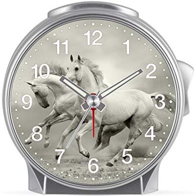 Eurotime Kinder Wecker für Mädchen mit Pferde-Motiv, Kunststoffgehäuse und Kunststoffglas, geräuscharmer Wecker, kein Ticken, mit Licht und Weckwiederholung, 29617-07 Eurotime Kinder Wecker für Mädchen mit Pferde-Motiv, Kunststoffgehäuse und Kunststoffglas, geräuscharmer Wecker, kein Ticken, mit Licht und Weckwiederholung, 29617-07