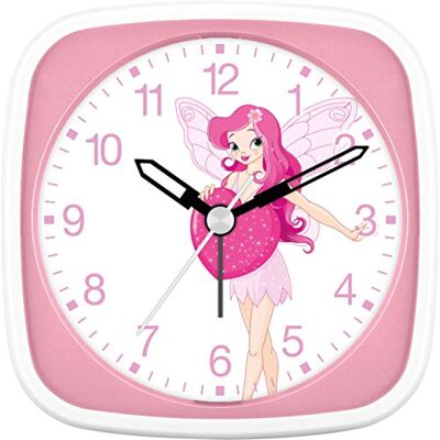 Eurotime Wecker für Mädchen mit Fee und Herz, Rosa, Kinderwecker, Kunststoffgehäuse und Kunststoffglas, geräuscharmer Wecker, kein Ticken, mit Licht und Weckwiederholung, 27033-22 Eurotime Wecker für Mädchen mit Fee und Herz, Rosa, Kinderwecker, Kunststoffgehäuse und Kunststoffglas, geräuscharmer Wecker, kein Ticken, mit Licht und Weckwiederholung, 27033-22